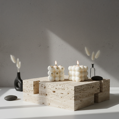 Luxury Bubble Cube Candle – Handcrafted Soy Wax Decor Candle with Gold Foil Accents | Minimal Aesthetic Home Decor