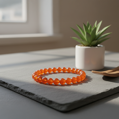 Premium Red Carnelian Crystal Bracelet – Made in India | Confidence & Creativity Stone