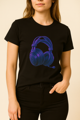Premium Unisex Gaming Headset Graphic T-Shirt – Soft Cotton Tee for Gamers, Streamers & Music Lovers