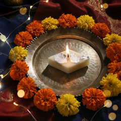 Luxury Kaju Katli Inspired Candle with Silver Leaf Finish (Unit of 6 Candles)