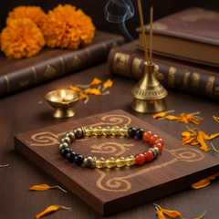 Energy Balance Crystal Bracelet | Carnelian (India), Citrine (Brazil), Black Onyx (India), Pyrite (Peru)