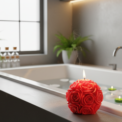 Luxury Red Rose Ball Candle – Romantic Floral Decor & Gift