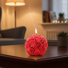 Luxury Red Rose Ball Candle – Romantic Floral Decor & Gift