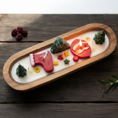 Christmas Tree & Santa Wooden Boat Candle | Festive Centerpiece Handcrafted Soy Wax Candle