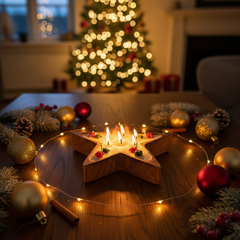 Wooden Star Candle – Christmas Decorative Scented Centerpiece for Festive Home Decor