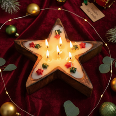 Wooden Star Candle – Christmas Decorative Scented Centerpiece for Festive Home Decor