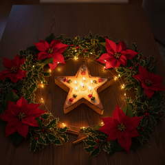 Wooden Star Candle – Christmas Decorative Scented Centerpiece for Festive Home Decor