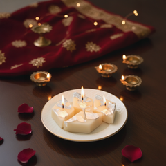 Luxury Kaju Katli Inspired Candle with Silver Leaf Finish (Unit of 6 Candles)