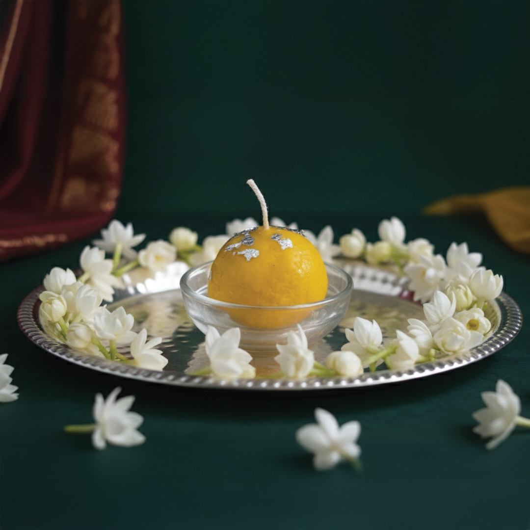Besan Ladoo Candle Made with soy wax (Scented) Unit of 6 Candles