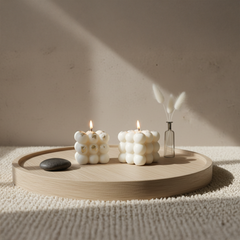 Luxury Bubble Cube Candle – Handcrafted Soy Wax Decor Candle with Gold Foil Accents | Minimal Aesthetic Home Decor