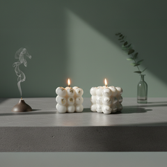 Luxury Bubble Cube Candle – Handcrafted Soy Wax Decor Candle with Gold Foil Accents | Minimal Aesthetic Home Decor