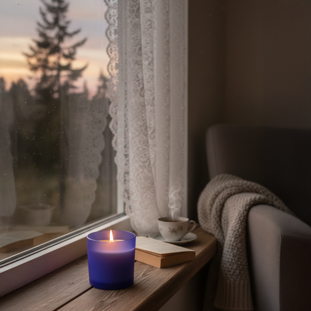 Luxury Scented Candle in Blue Jar | Long-Lasting, Clean Burn Home Fragrance