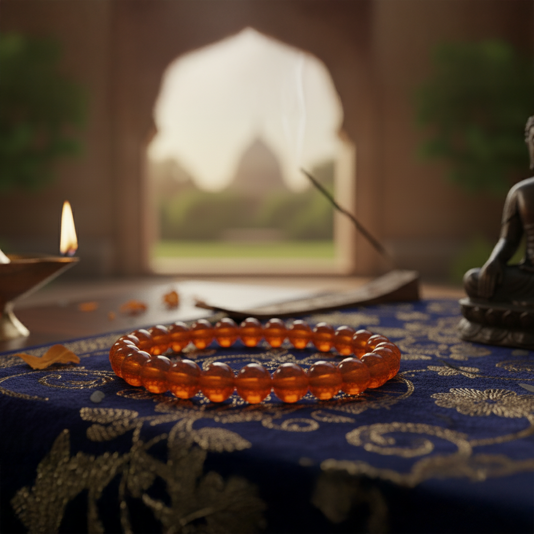 Premium Red Carnelian Crystal Bracelet – Made in India | Confidence & Creativity Stone