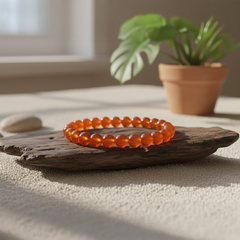 Premium Red Carnelian Crystal Bracelet – Made in India | Confidence & Creativity Stone