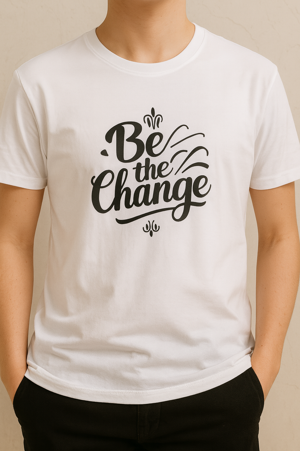 “Be The Change” Inspirational Unisex T-Shirt | Premium Cotton Tee for Men & Women | Motivational Printed T-Shirt