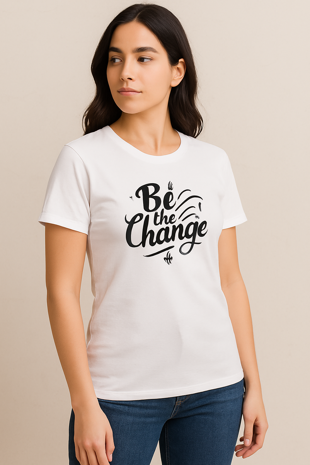 “Be The Change” Inspirational Unisex T-Shirt | Premium Cotton Tee for Men & Women | Motivational Printed T-Shirt