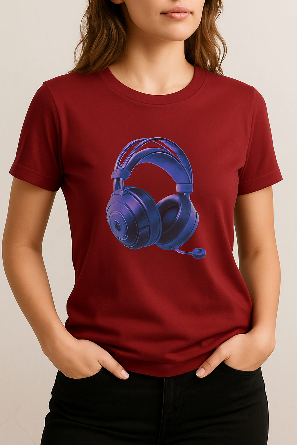 Premium Unisex Gaming Headset Graphic T-Shirt – Soft Cotton Tee for Gamers, Streamers & Music Lovers