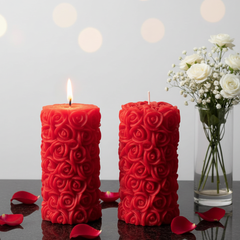 Luxury Red Rose Cylinder Candle – Romantic Home Decor & Gift for Special Occasions