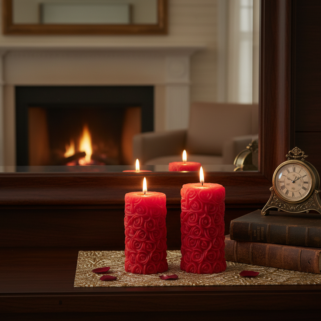 Luxury Red Rose Cylinder Candle – Romantic Home Decor & Gift for Special Occasions