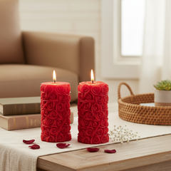 Luxury Red Rose Cylinder Candle – Romantic Home Decor & Gift for Special Occasions