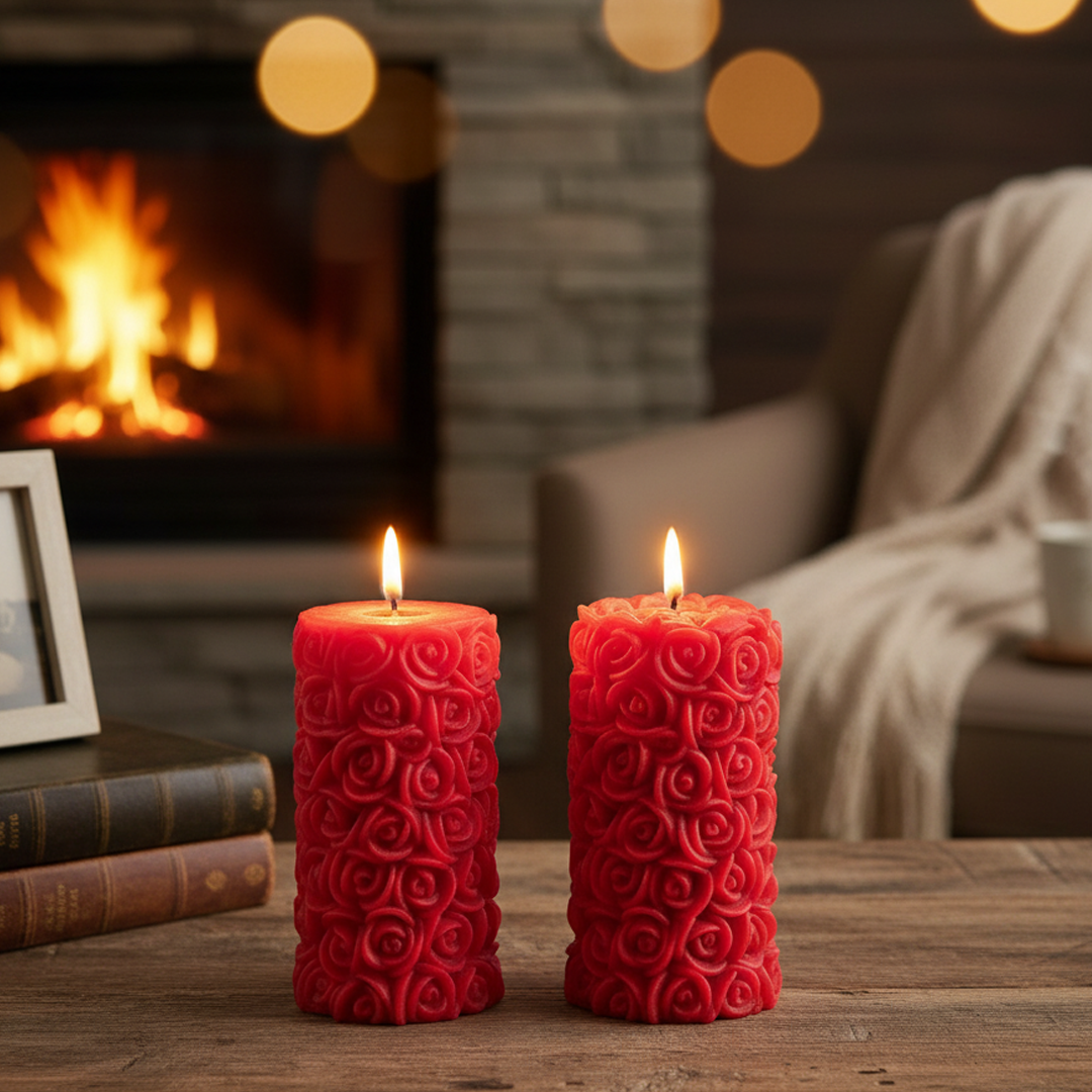 Luxury Red Rose Cylinder Candle – Romantic Home Decor & Gift for Special Occasions