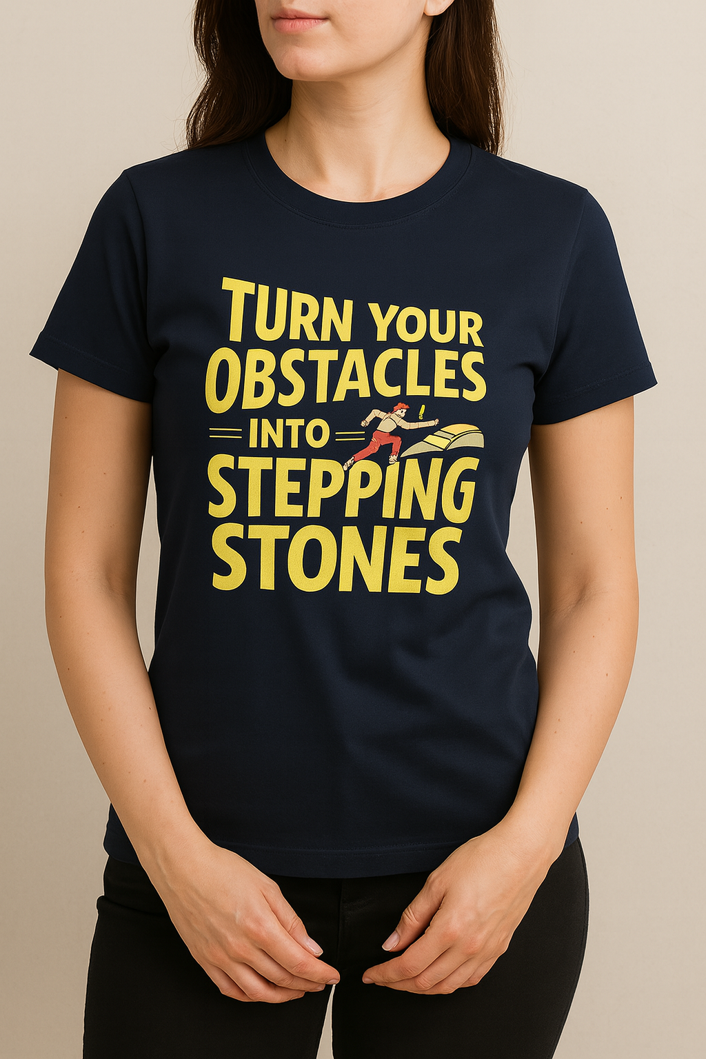 Unisex Motivational Graphic T-Shirt – "Turn Obstacles Into Stepping Stones"
