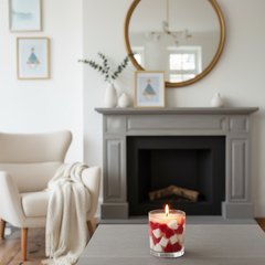 Heart Gel Wax Candle – Aromatic Jar Candle with Red & White Heart Embeds | Romantic Home Decor & Gift Candle