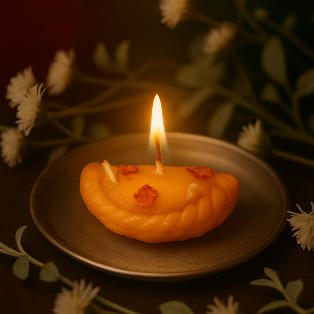 Festive Gujiya Candle – Sweetness of Tradition, Glow of Celebration(Unit of 6 candles)
