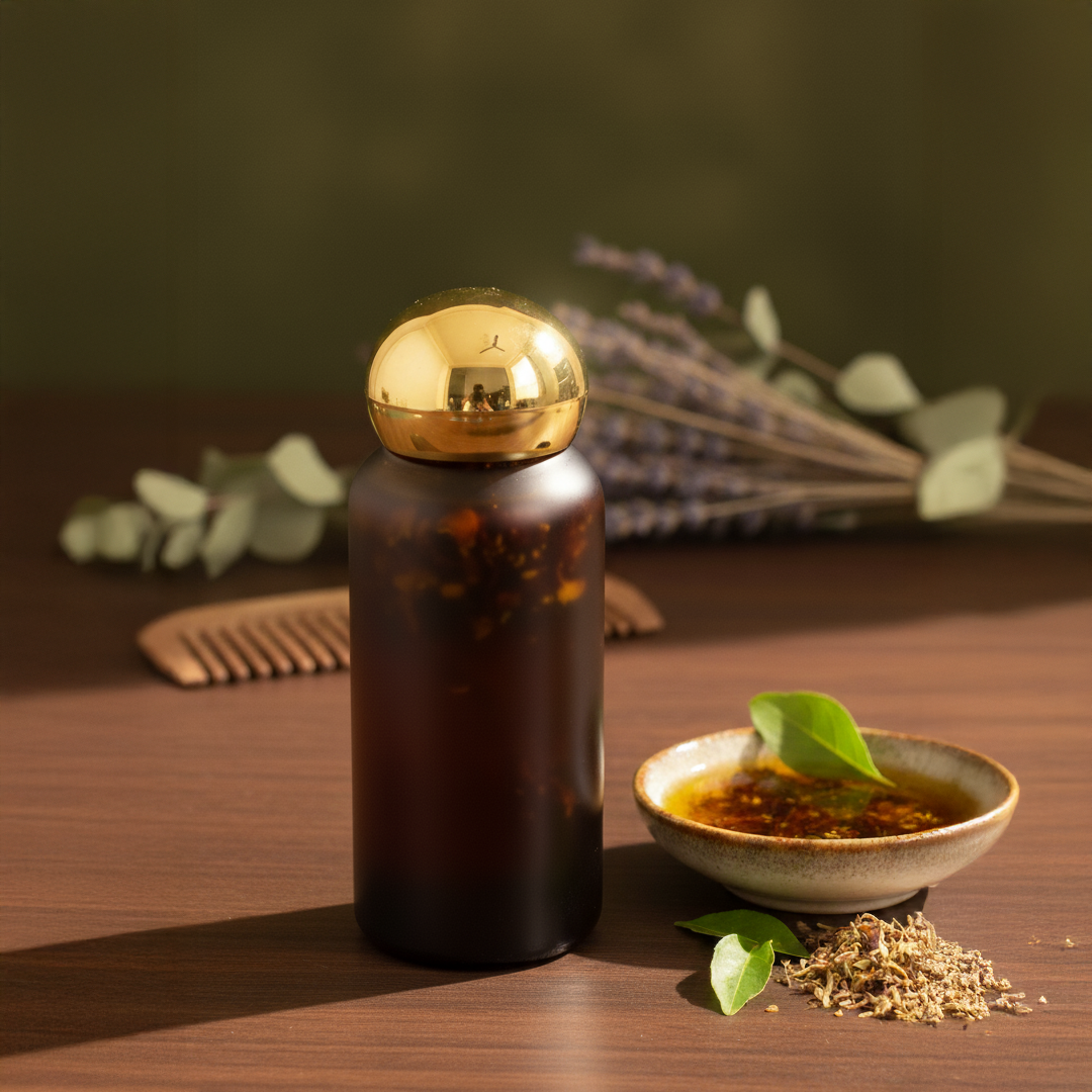 Herbal Nourish Hair Oil – Infused 10 Types of Herbs | Natural Hair Growth Oil