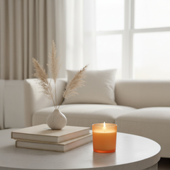 Luxury Orange Amber Glass Scented Candle – Long-Lasting, Premium Jar Candle for Home Decor & Relaxation