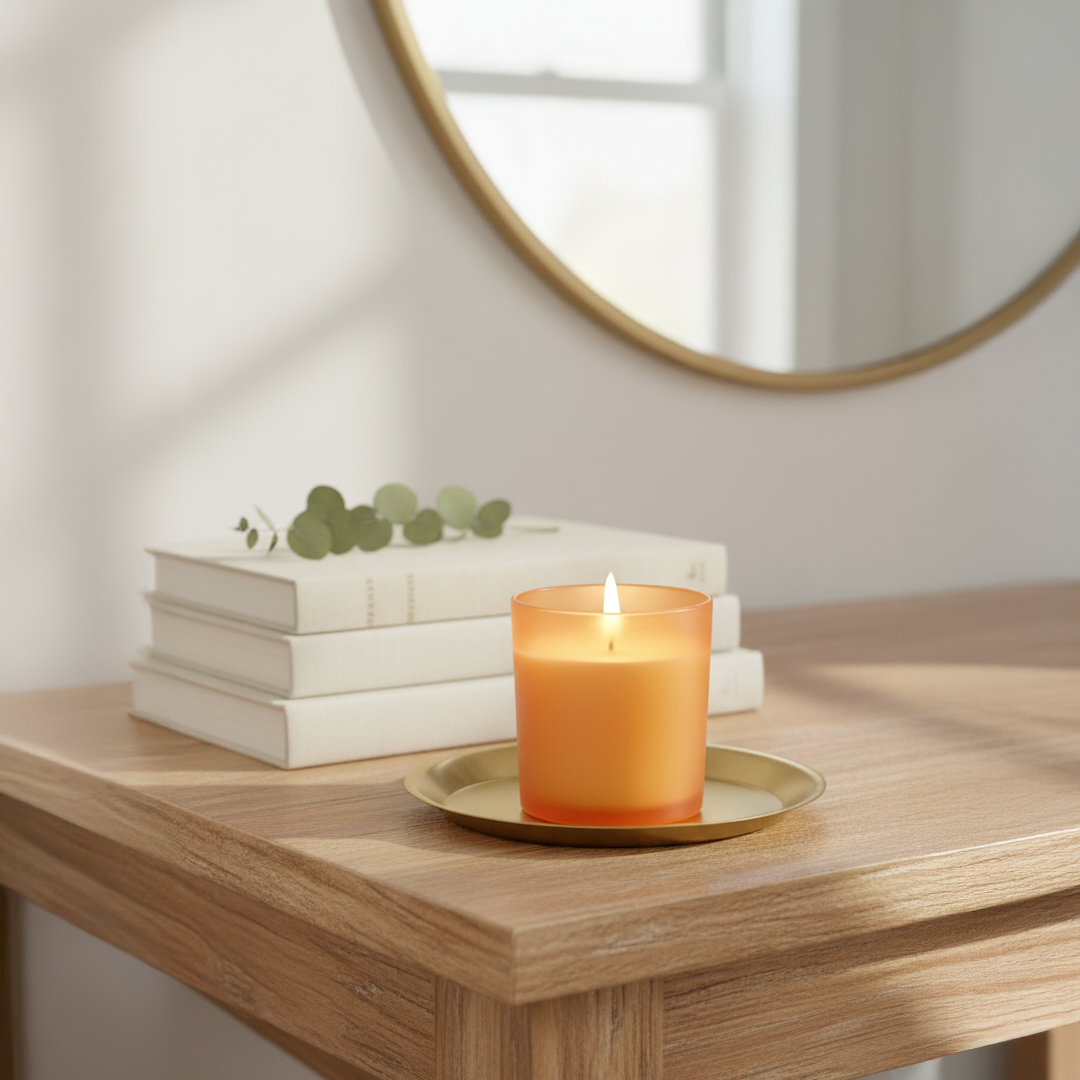 Luxury Orange Amber Glass Scented Candle – Long-Lasting, Premium Jar Candle for Home Decor & Relaxation