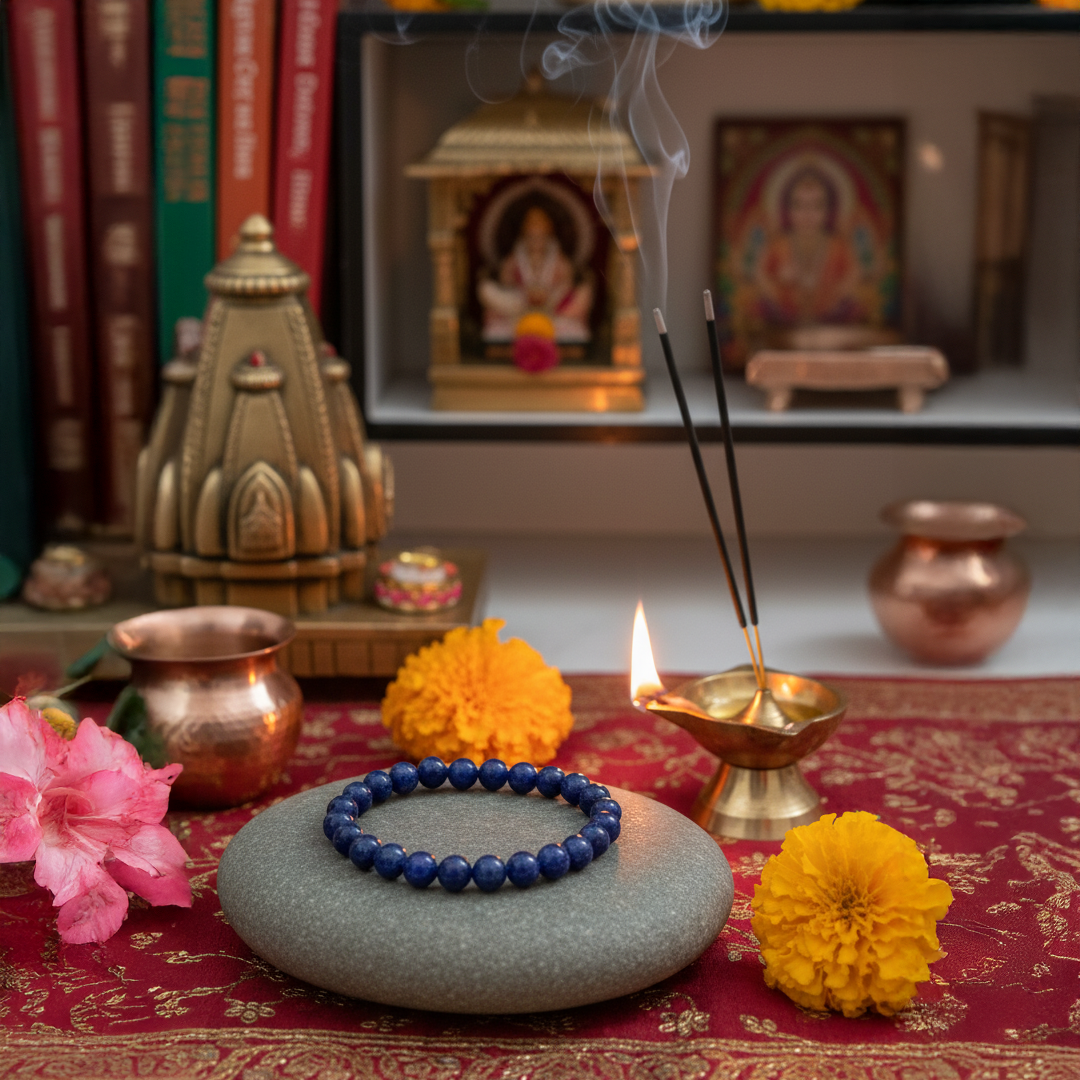 Natural Lapis Lazuli Healing Bracelet – Made in Afghanistan | Spiritual Protection & Wisdom Crystal