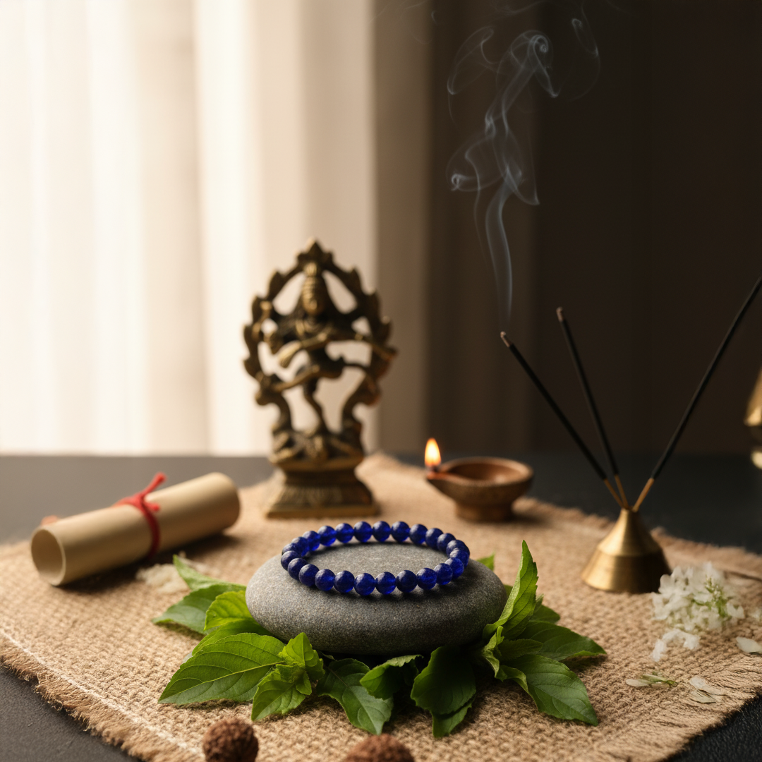 Natural Lapis Lazuli Healing Bracelet – Made in Afghanistan | Spiritual Protection & Wisdom Crystal