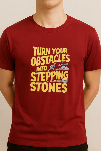 Unisex Motivational Graphic T-Shirt – "Turn Obstacles Into Stepping Stones"
