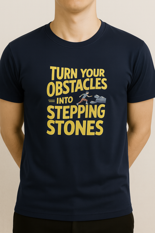 Unisex Motivational Graphic T-Shirt – "Turn Obstacles Into Stepping Stones"