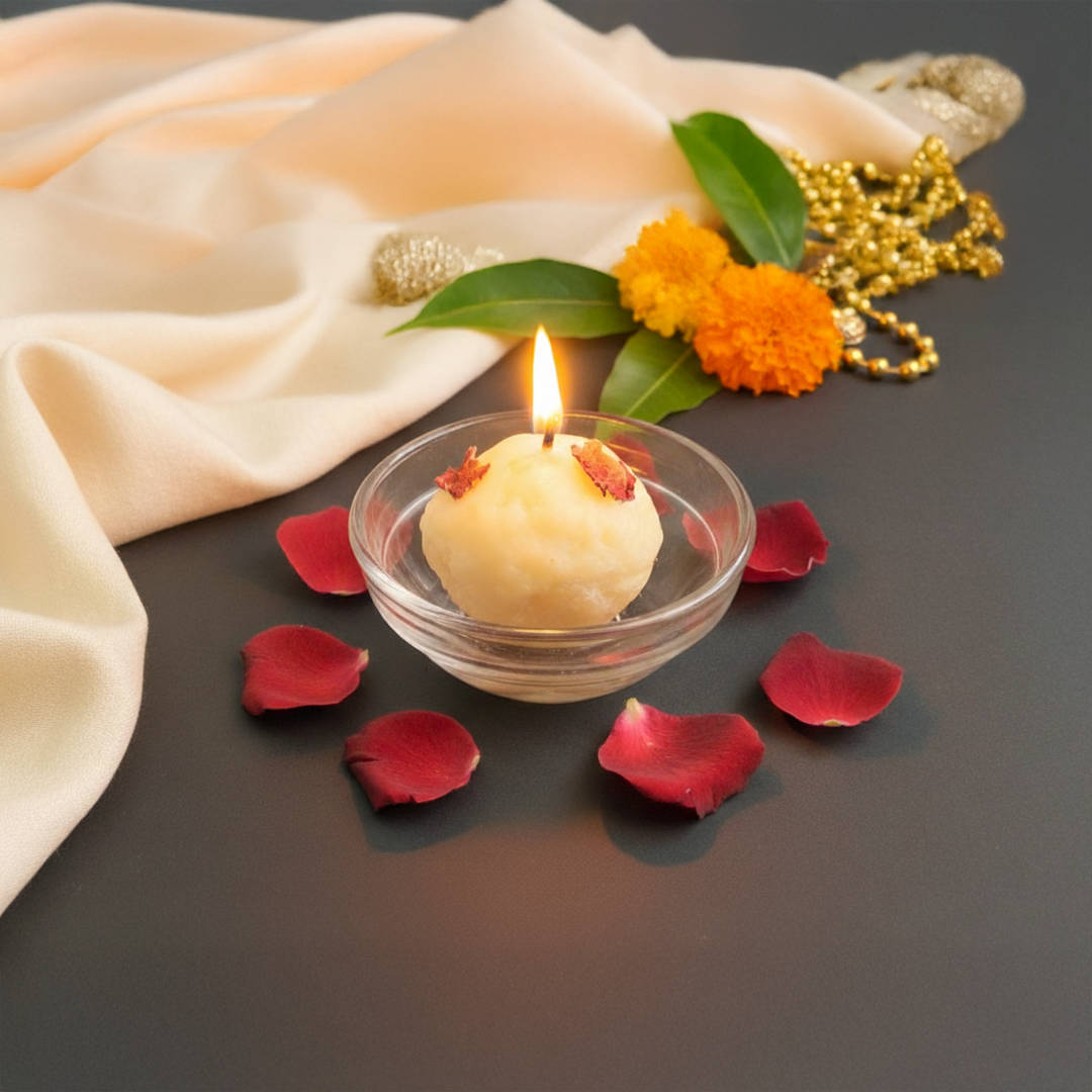 Nariyal Mithai Ladoo Candle – Scented Decorative Candle for Festive Home Décor | Handmade Diwali & Gifting Candle