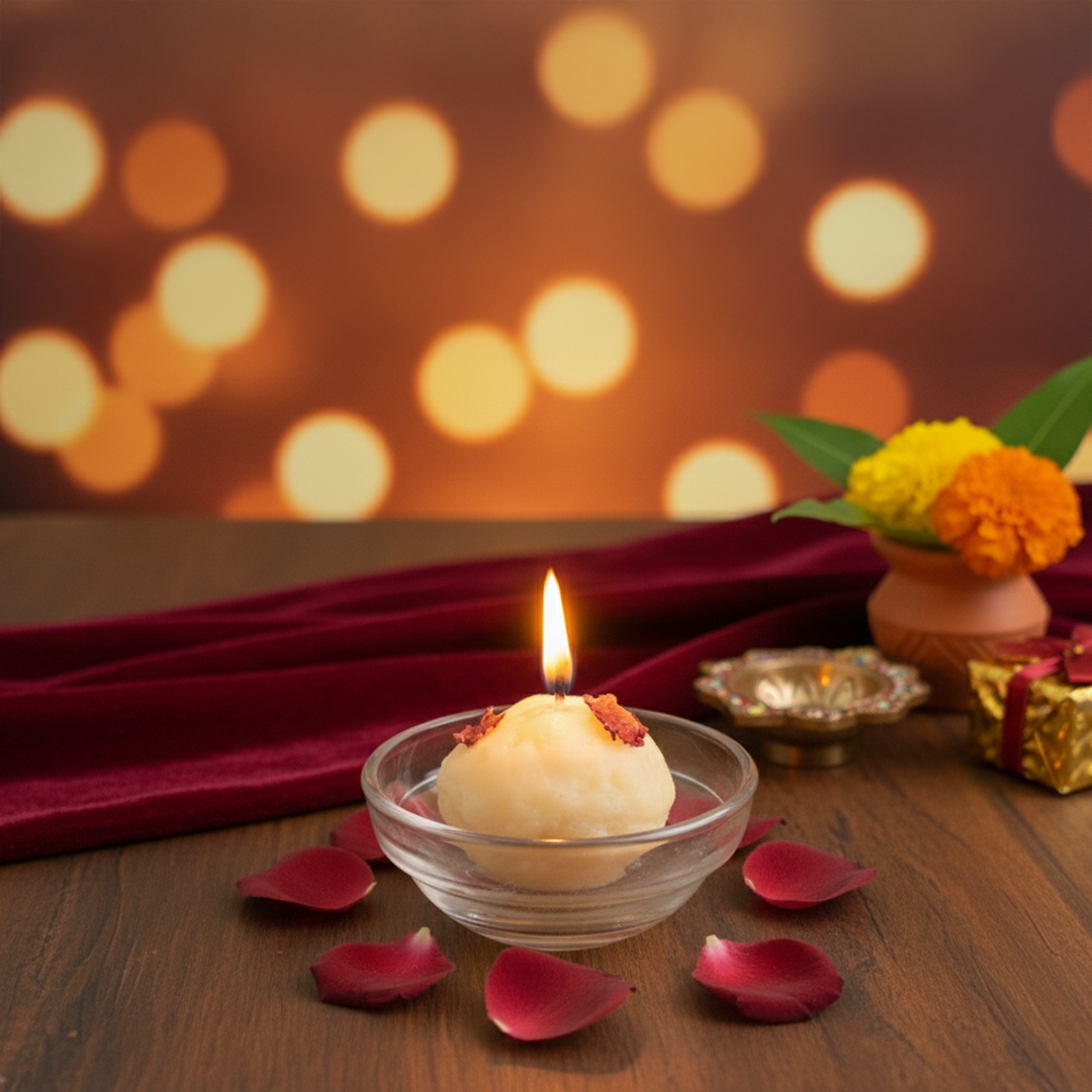 Nariyal Mithai Ladoo Candle – Scented Decorative Candle for Festive Home Décor | Handmade Diwali & Gifting Candle