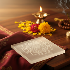 Moroccan Selenite Sri Yantra Charging Plate – Made in Morocco