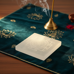 Moroccan Selenite Sri Yantra Charging Plate – Made in Morocco