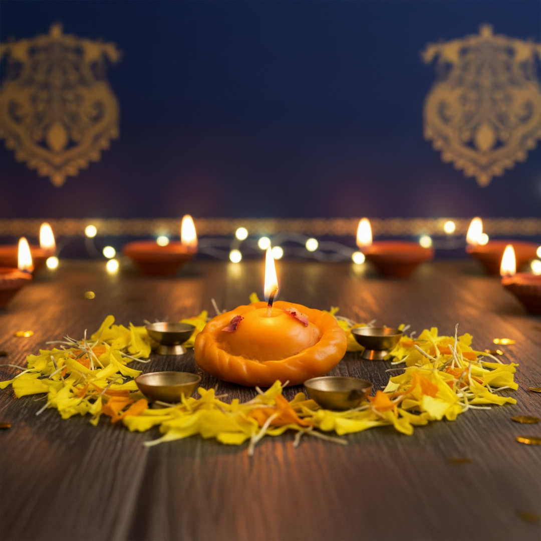 Round Gujiya  Candles Made with  soy wax (Scented)  unit of 6 candle