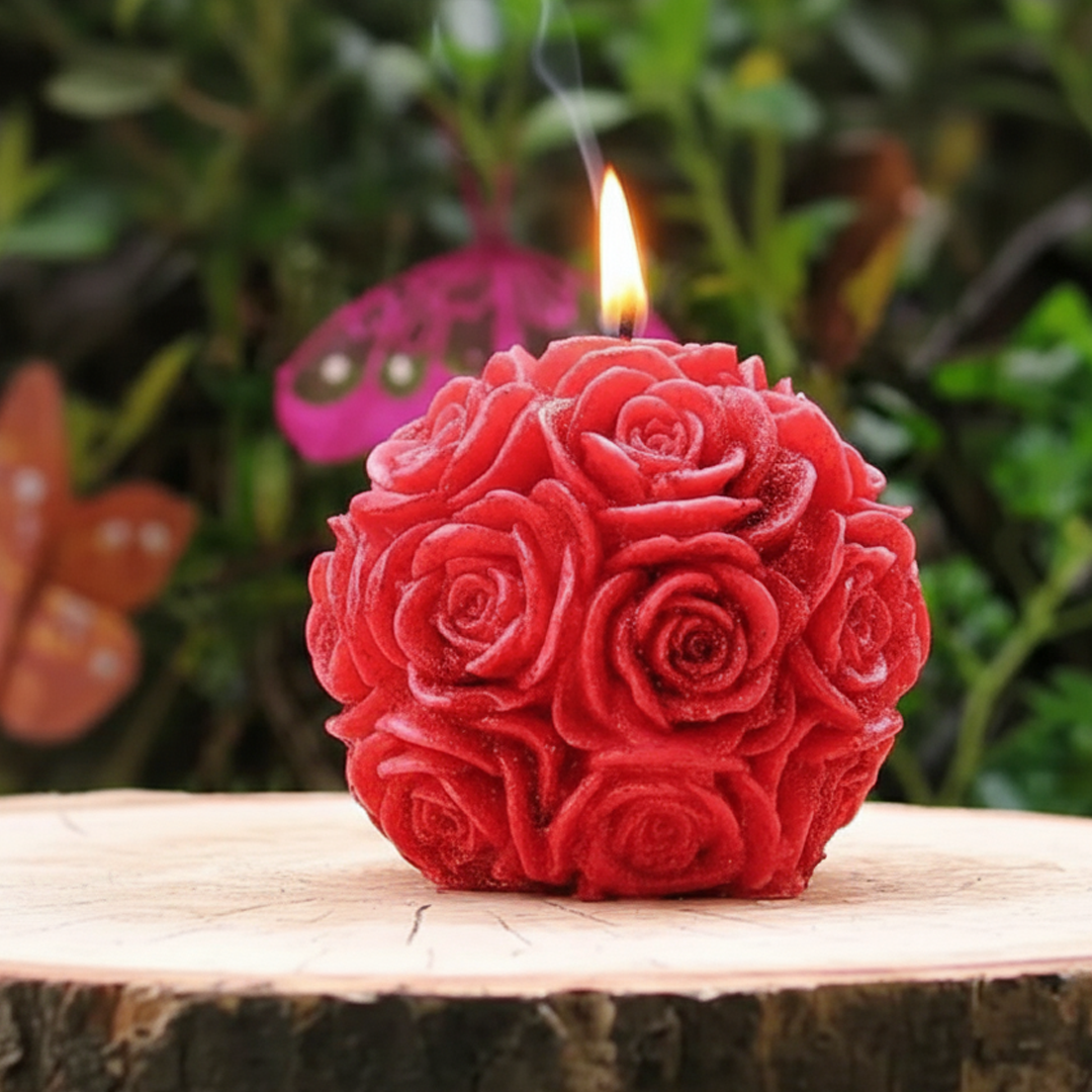 Luxury Red Rose Ball Candle – Romantic Floral Decor & Gift