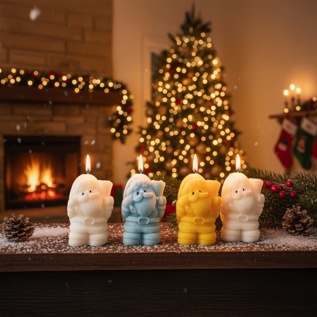 Santa Claus Shaped Christmas Candles – Festive Decorative Scented Candles for Holiday Décor & Gifting