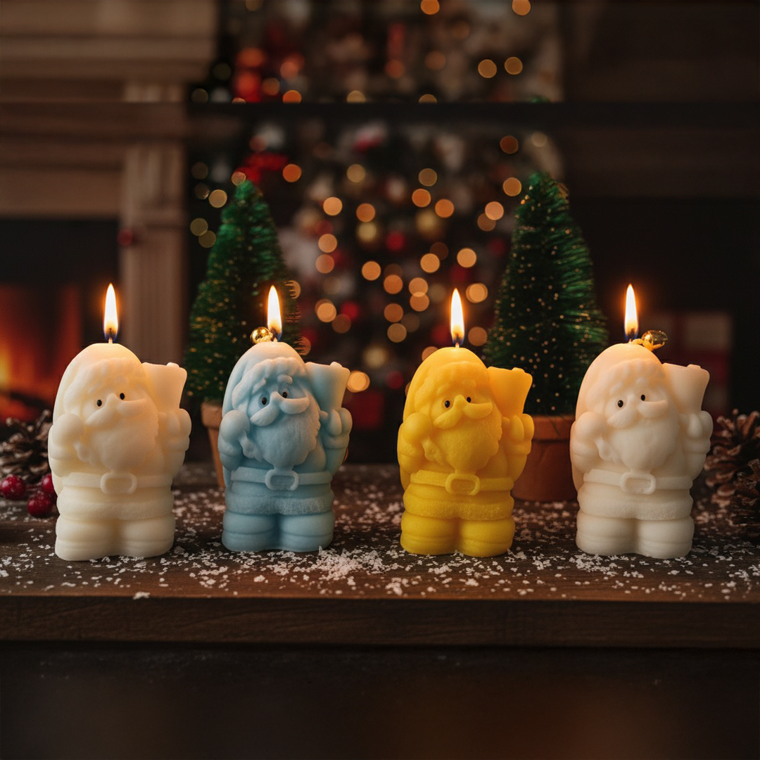 Santa Claus Shaped Christmas Candles – Festive Decorative Scented Candles for Holiday Décor & Gifting
