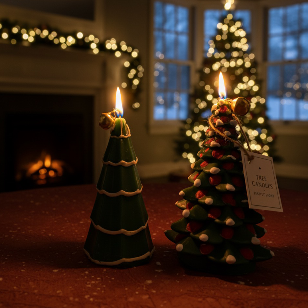 Christmas Tree Shaped Decorative Candles – Festive Holiday Scented Candles for Home Décor & Gifting