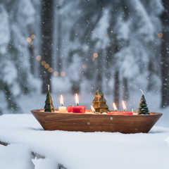 Christmas Tree & Santa Wooden Boat Candle | Festive Centerpiece Handcrafted Soy Wax Candle