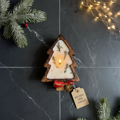 Luxury Wooden Christmas Tree Candle – Handcrafted Soy Wax with Pine & Rosemary | Holiday Home Decor