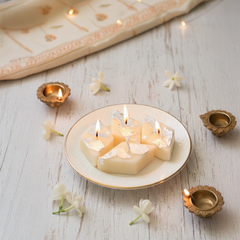 Luxury Kaju Katli Inspired Candle with Silver Leaf Finish (Unit of 6 Candles)