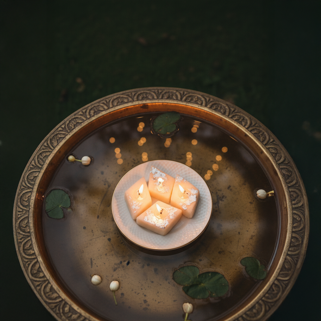 Luxury Kaju Katli Inspired Candle with Silver Leaf Finish (Unit of 6 Candles)